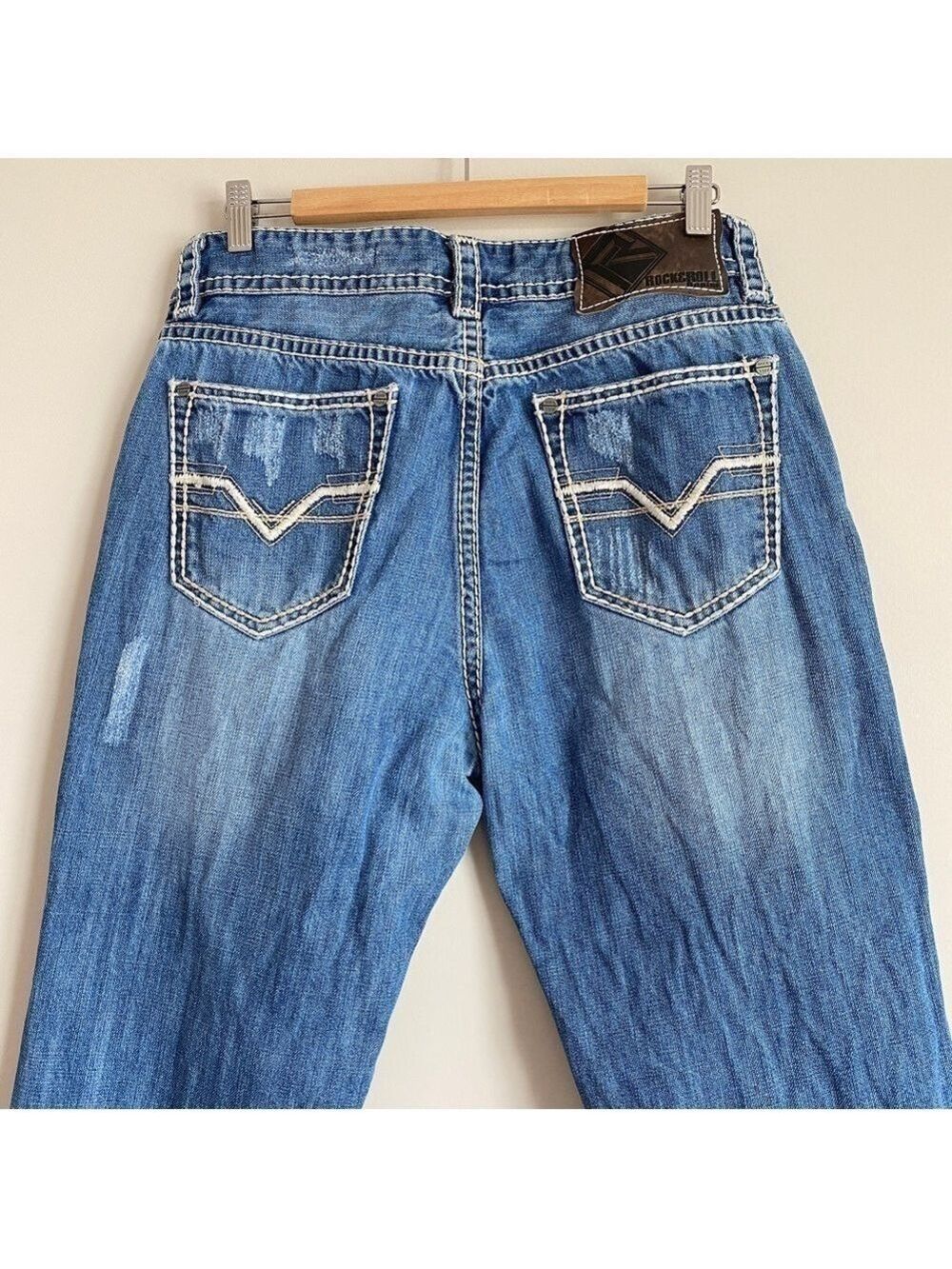 Rock & Roll Cowboy Double Barrel Relaxed Straight Leg Jeans Mens 33X36